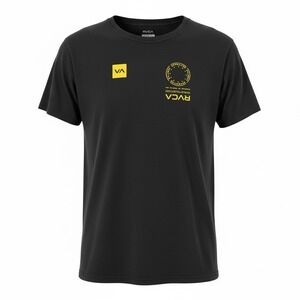 RVCA Sport Tee Mens XXL Black Yellow Balance of Opposites Regular Fit T-Shirt